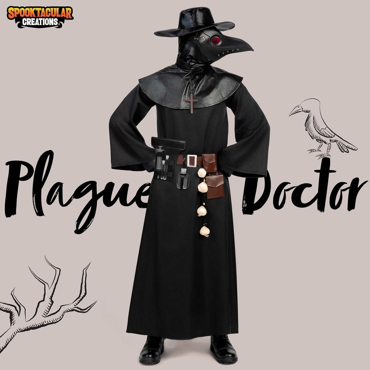 Herren Pestarzt Kostüm Set mit Maske und Zubehör XL