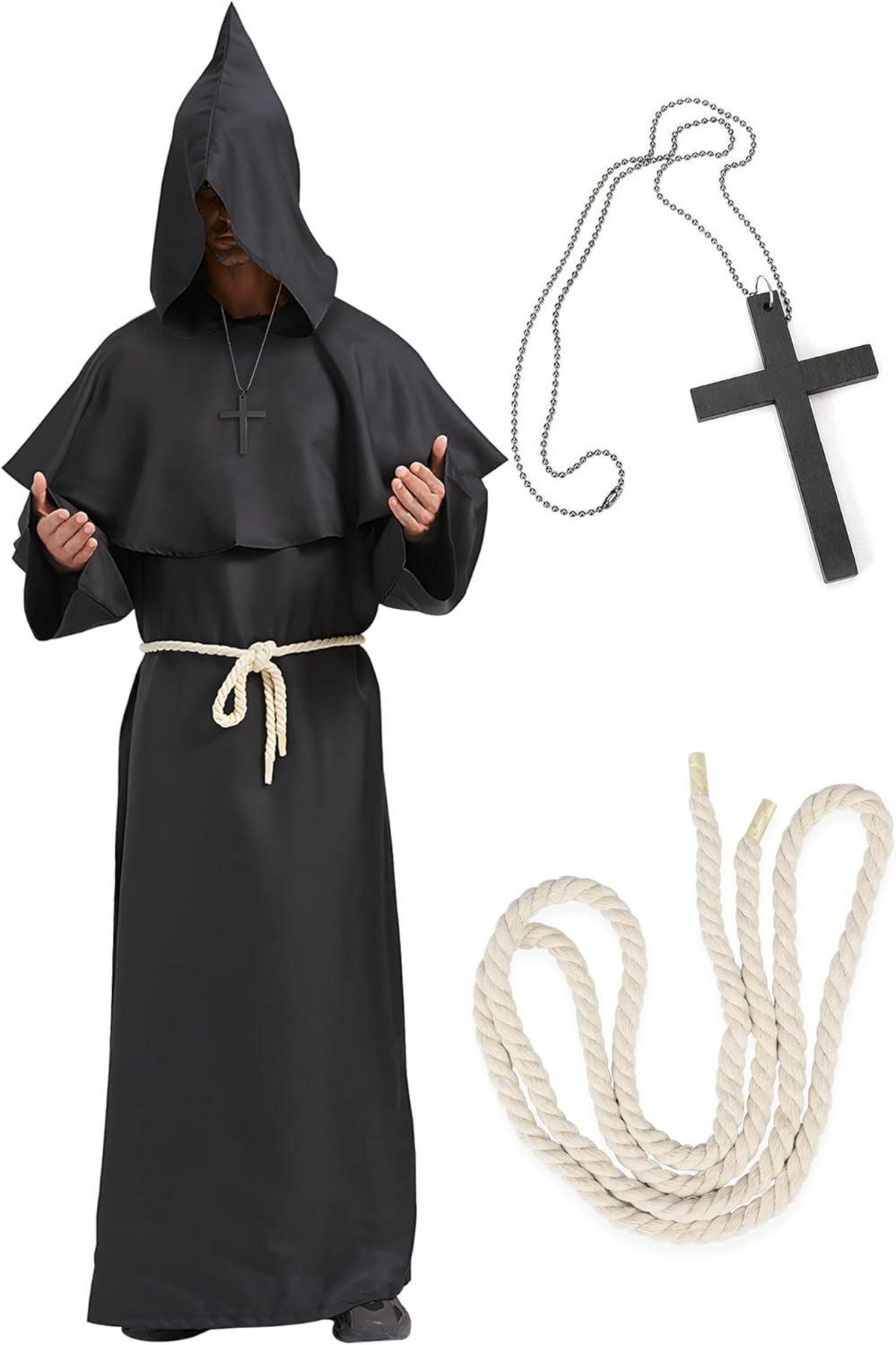 Mittelalter Mönch Priester Kostüm Halloween Zauberer Mantel Kit