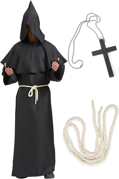 Mittelalter Mönch Priester Kostüm Halloween Zauberer Mantel Kit
