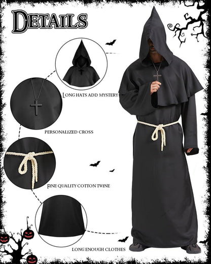 Mittelalter Mönch Robe Priester Kostüm Halloween Zauberer