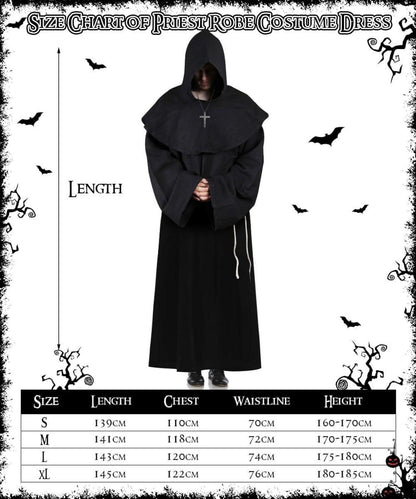 Mittelalter Mönch Priester Kostüm Halloween Zauberer Mantel Kit