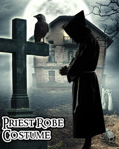 Mittelalter Mönch Robe Priester Kostüm Halloween Zauberer Mantel