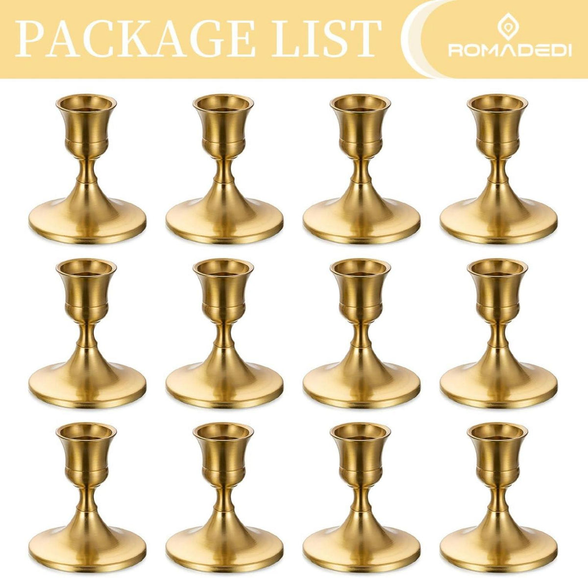 Goldener Kerzenhalter für festliche Tischdekoration - 12er Set Kegelform Vintage