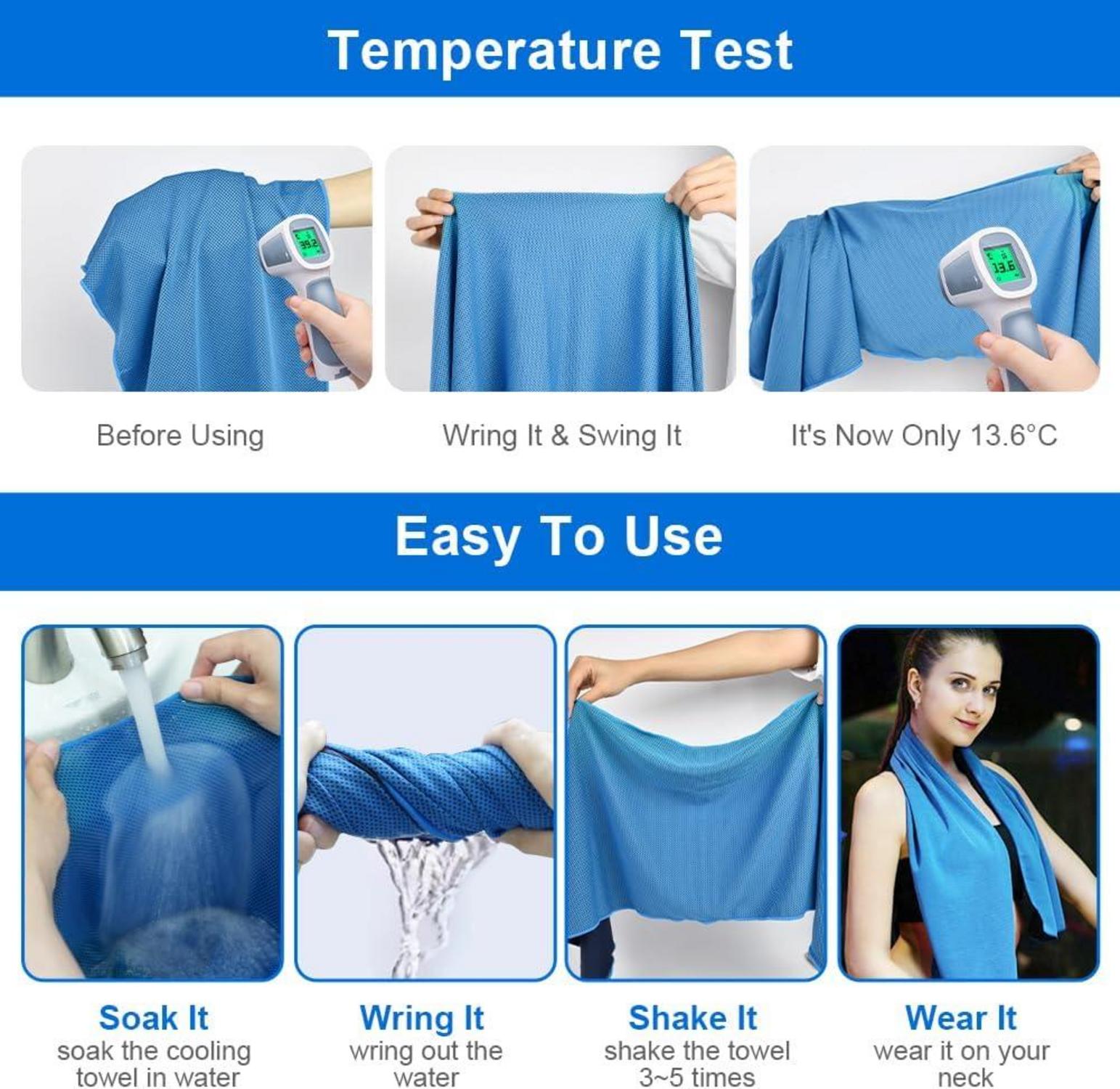 flintronic Kühltuch Set Mikrofaser Cooling Towel Eishandtuch 30*120 cm