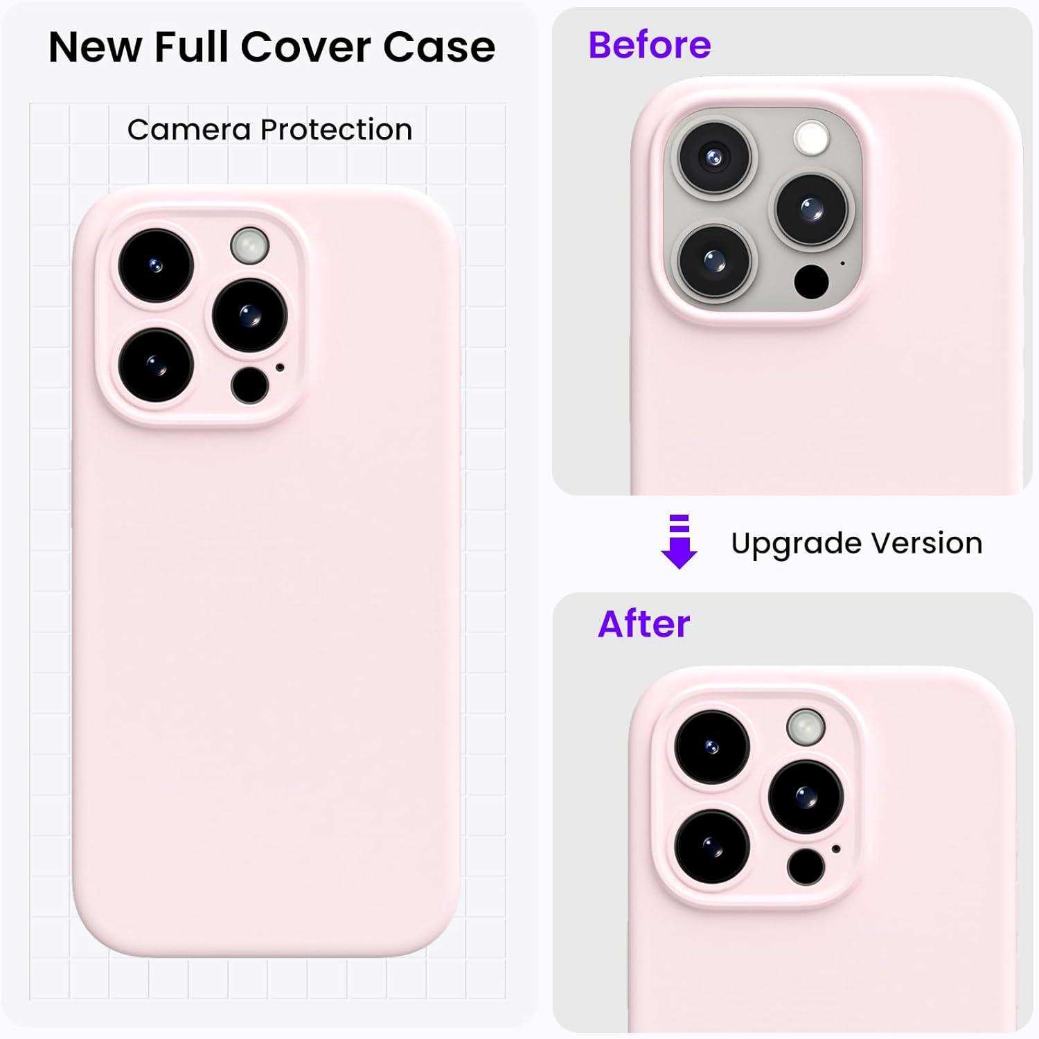 ORNARTO iPhone 15 Pro Max Hülle flüssiges Silikon 6.7 Zoll mit Kameraschutz - Rosenpulver