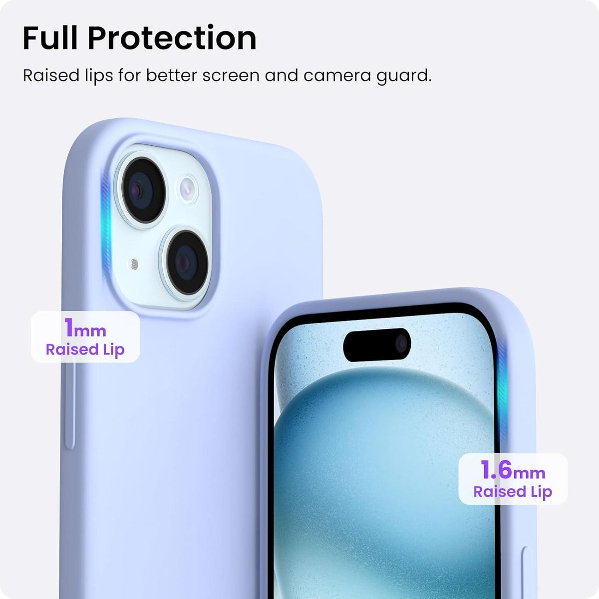 ORNARTO iPhone 15 Hülle Silikon 6,1 Zoll flüssiges Silikon Kratzfeste stoßfeste Schutzhülle Blau
