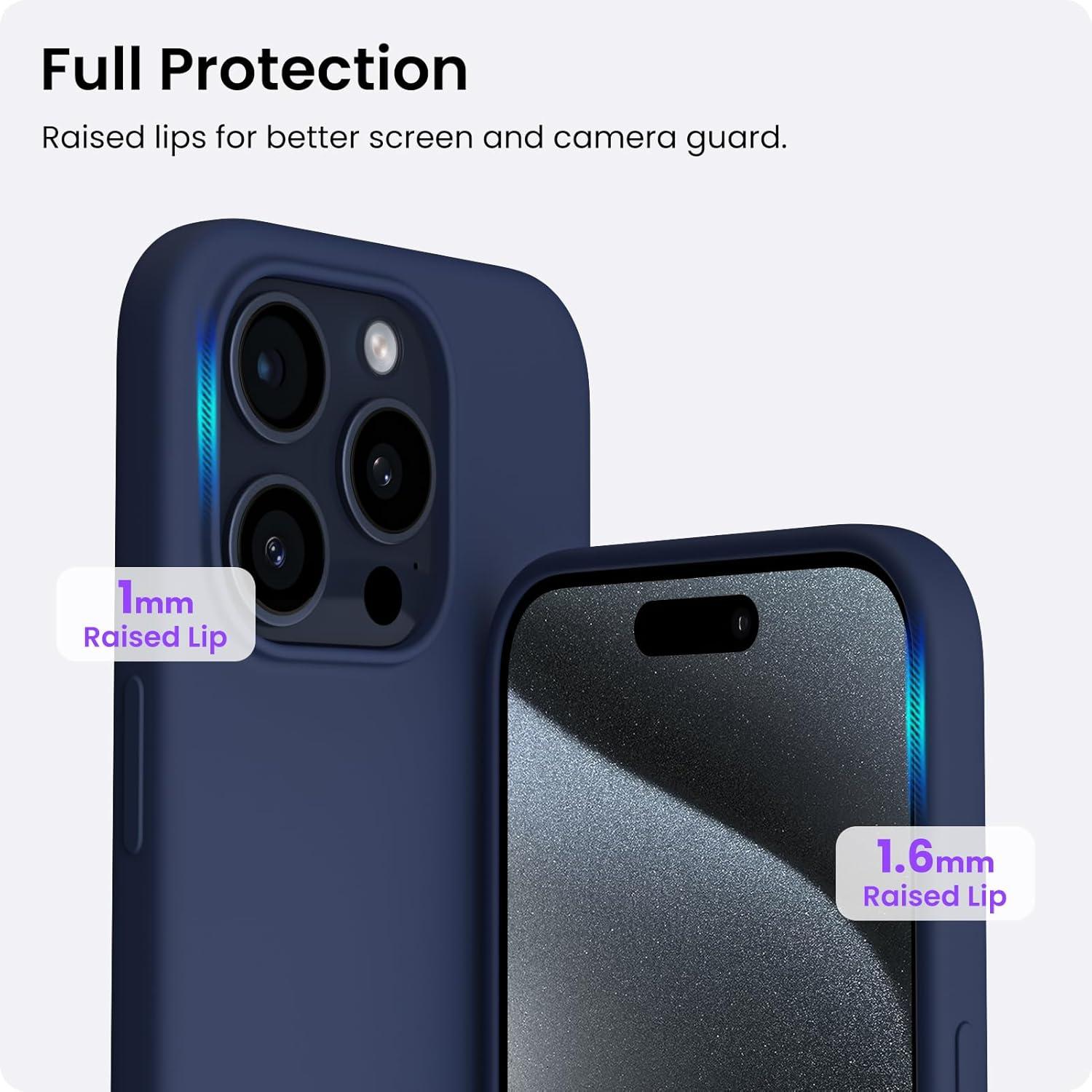 iPhone 15 Pro Max Hülle Silikon 6,7 Zoll flüssig Mitternachtsblau