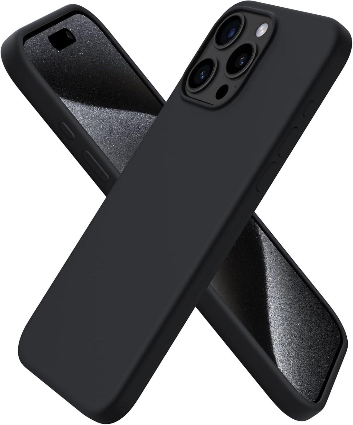iPhone 15 Pro Max Silikonhülle 6,7 Zoll Schwarz Flüssiges Silikon