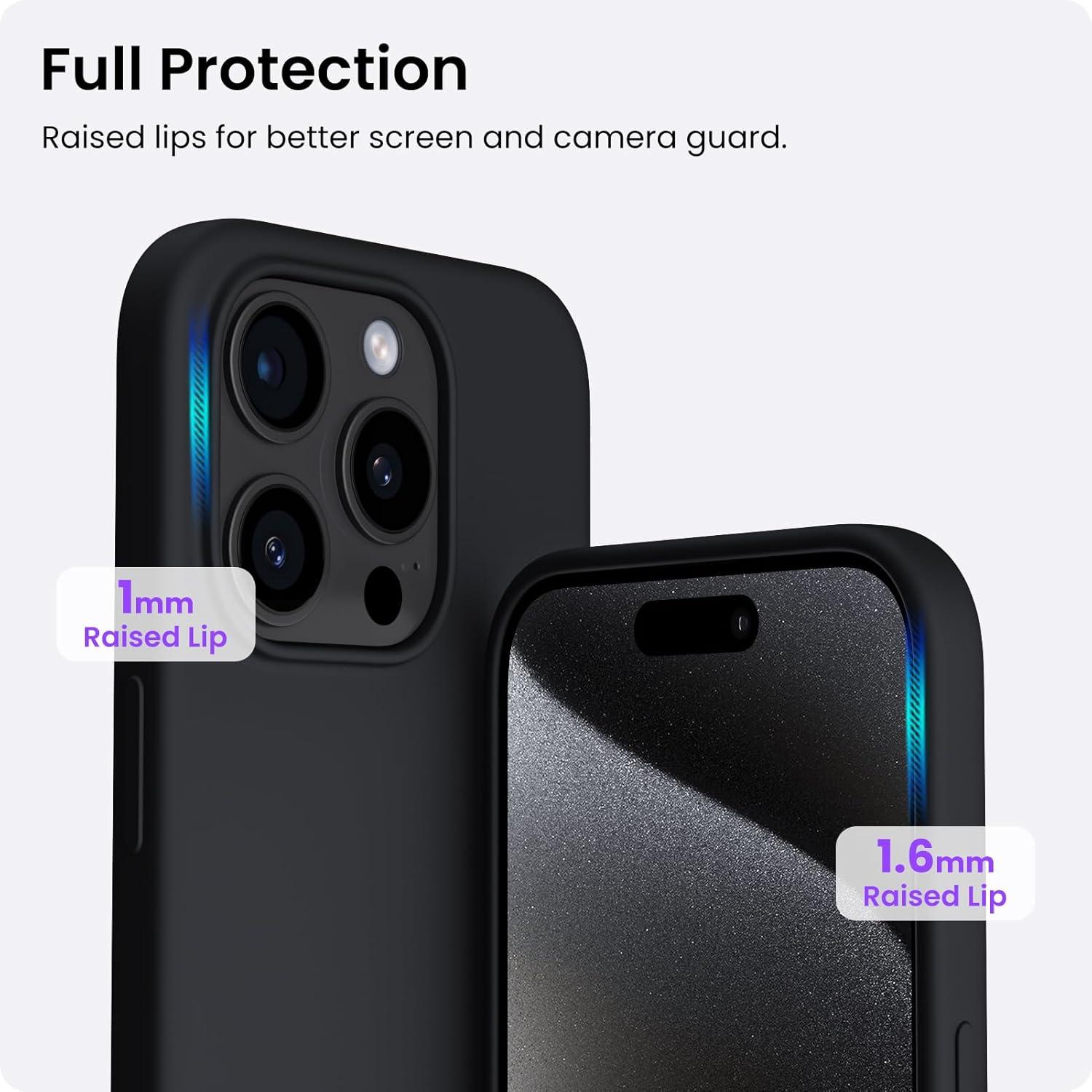 ORNARTO Silikon Hülle iPhone 15 Pro Max 6,7 Zoll Schwarz 2023