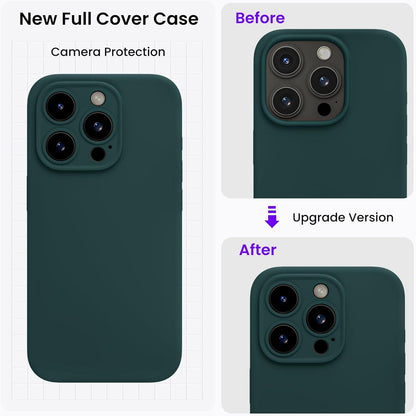 ORNARTO iPhone 15 Pro Max Hülle Kameraschutz Silikon 2 Schutzfolien Olivgrün