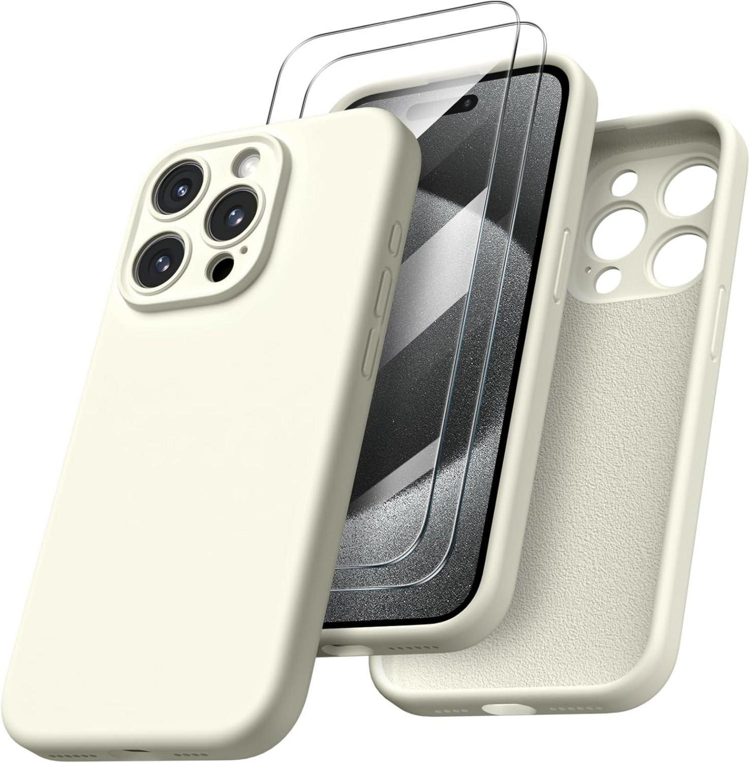 iPhone 15 Pro Max Hülle mit Kameraschutz und 2 Schutzfolien - Flüssige