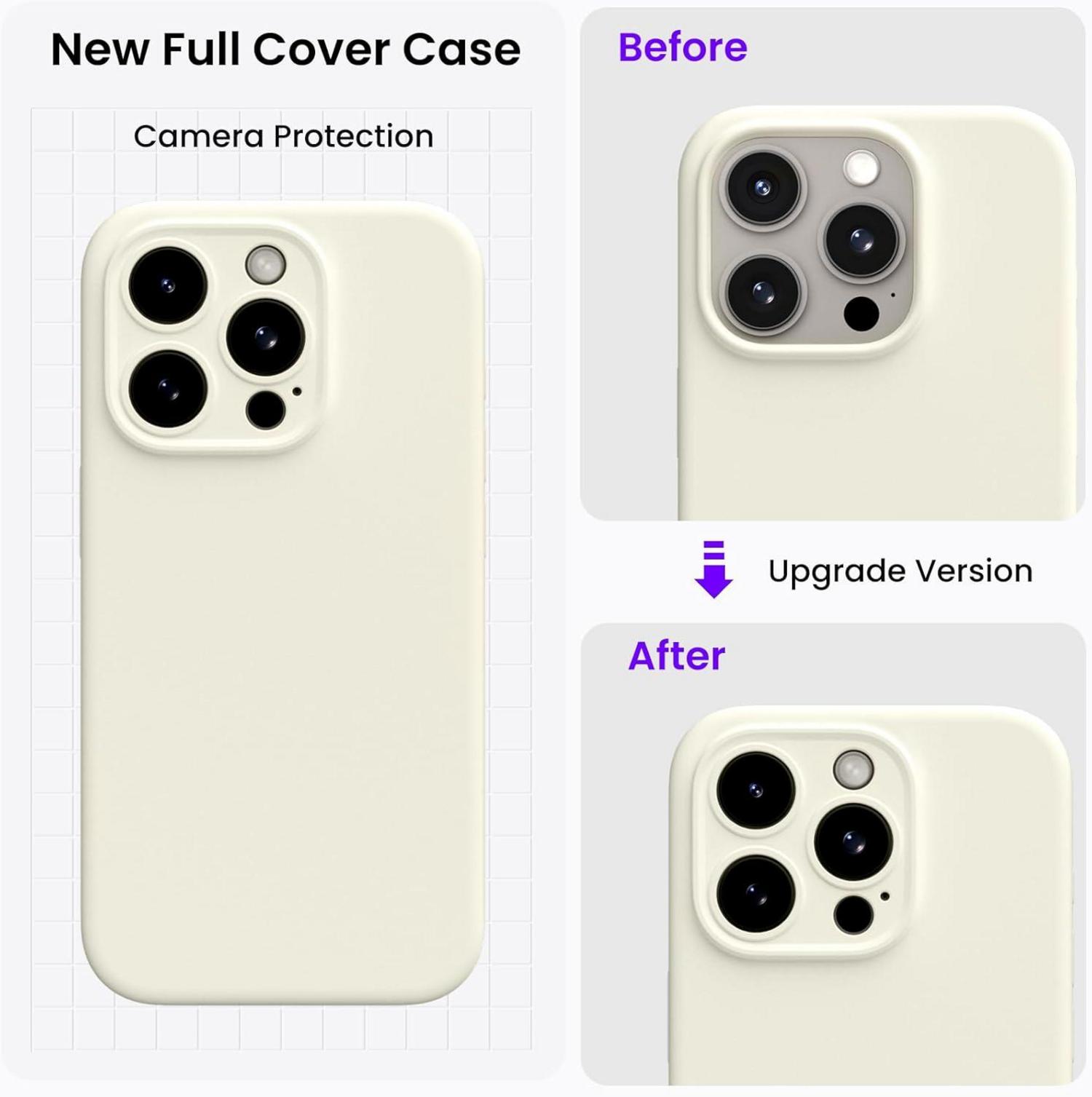 ORNARTO iPhone 15 Pro Max Hülle mit Kameraschutz und Schutzfolien - Flüssige Silikon Handyhülle 6.7 Zoll - Stoßfeste Schutzhülle mit Mikrofaser