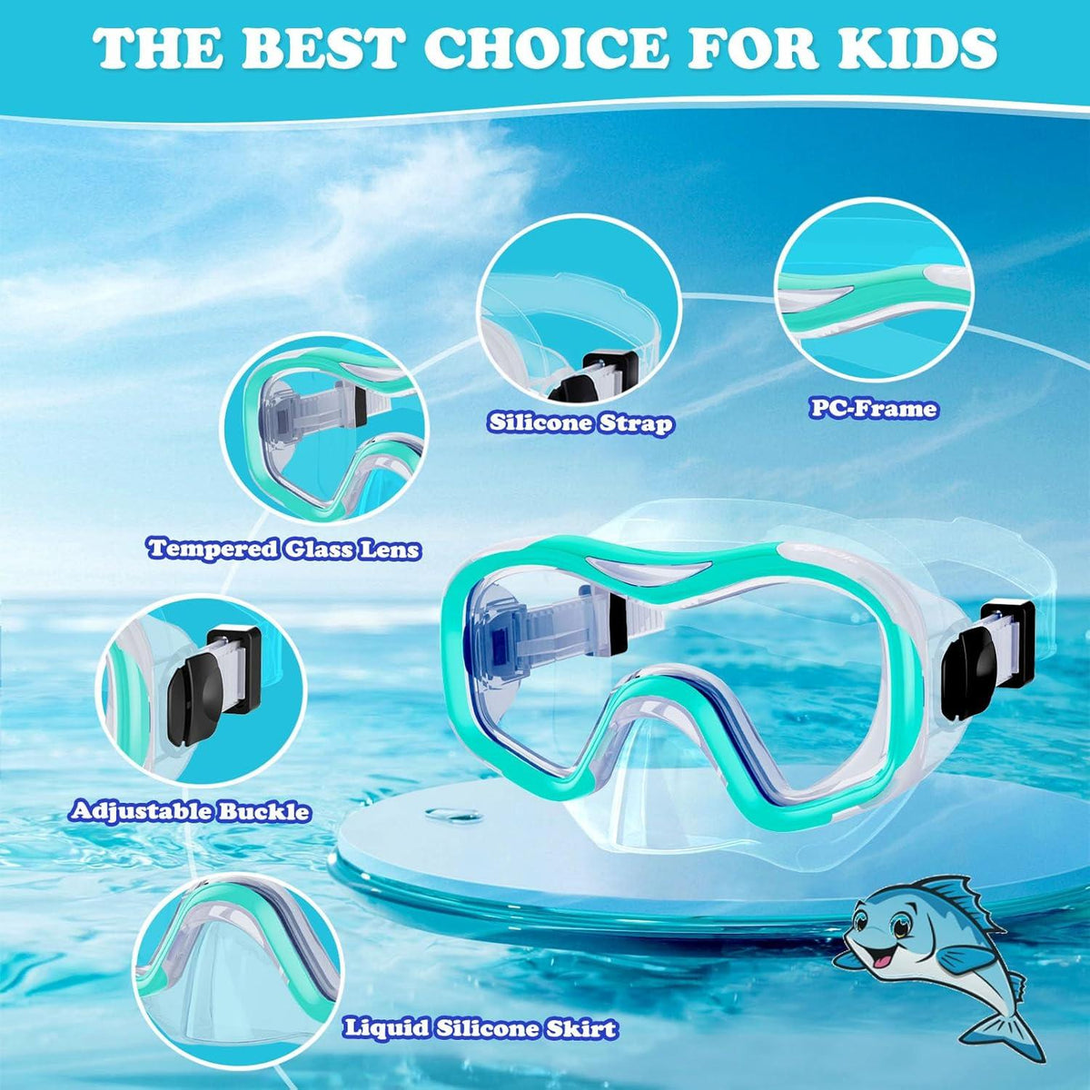 Dorlle Kinder Schnorchelset mit Anti-Fog Glasbrille und