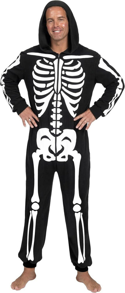Spooktacular Skelettkostüm Jumpsuit Kapuze Halloween Cosplay