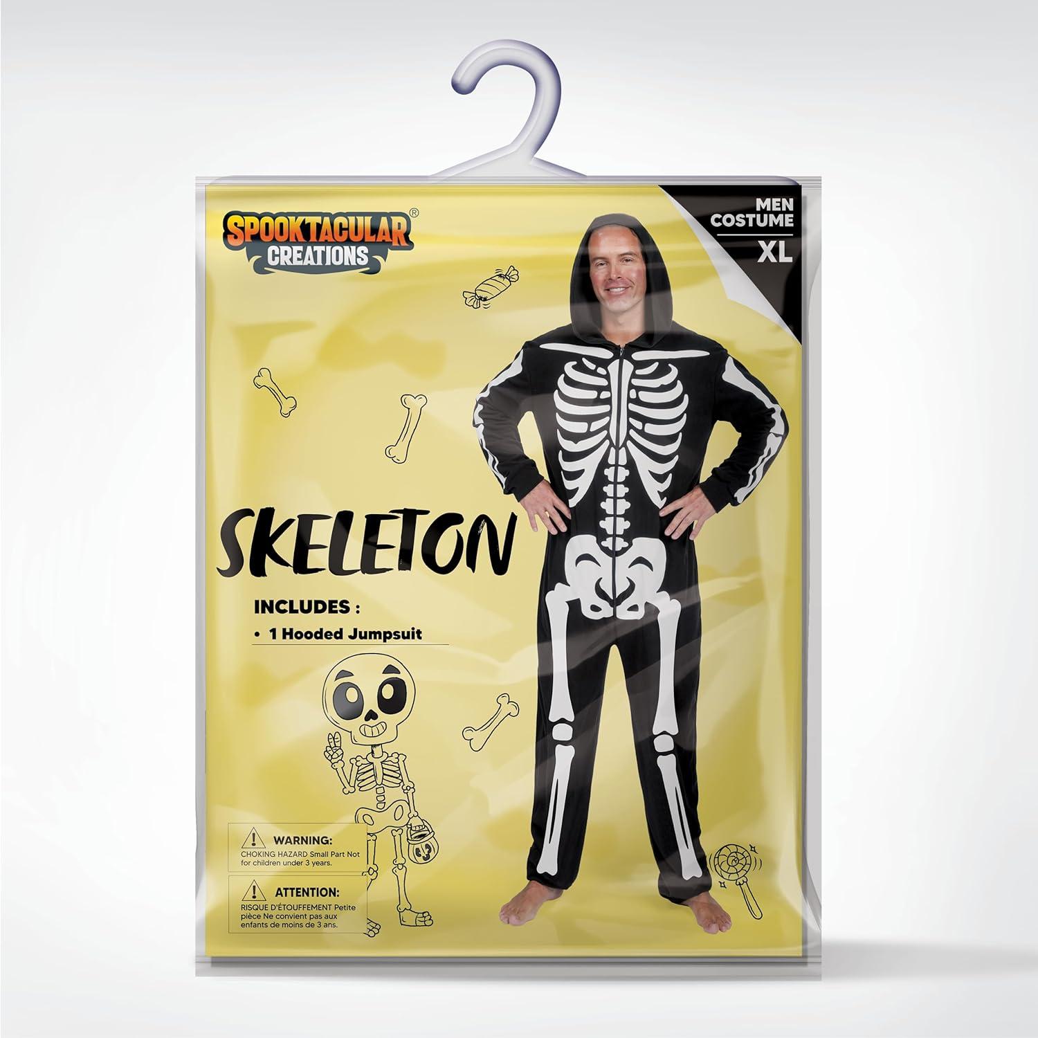 Skelett Jumpsuit Pyjama Kapuze Männer Halloween Cosplay Kostüm