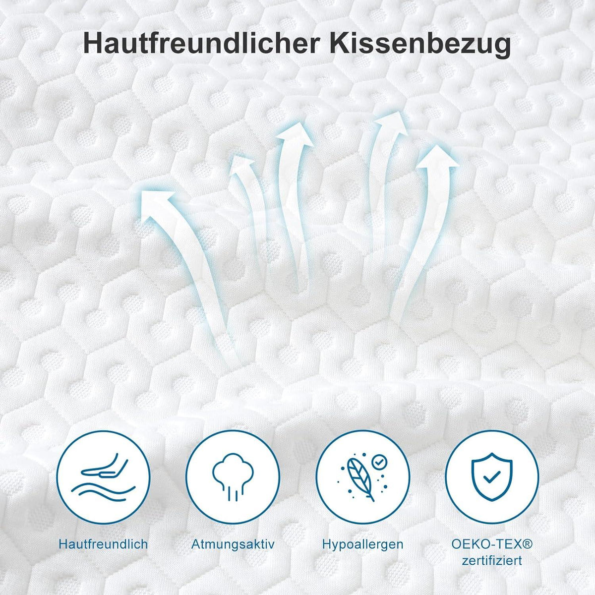 BedStory Gel Memory Foam Kissen 40x60 Seiten/Nacken/Höhe 8cm, waschbarer Bezug
