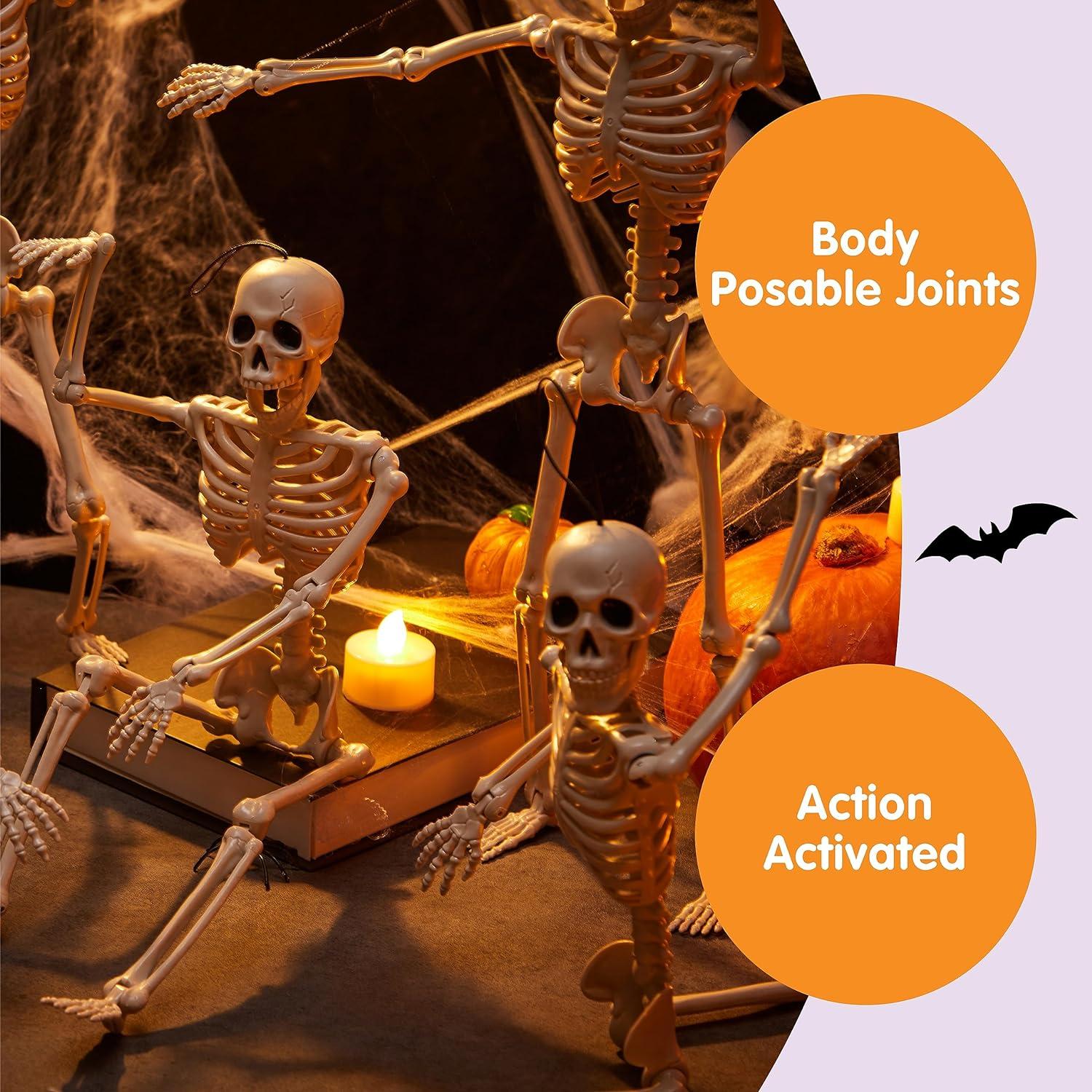 5 bewegliche Halloween-Skelette 40,6 cm Gelenke Friedhof Deko