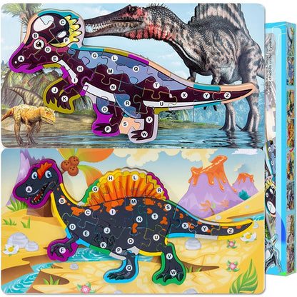 Montessori Dino Puzzle Holz 26Teile Lernspiel ab 2 Jahre