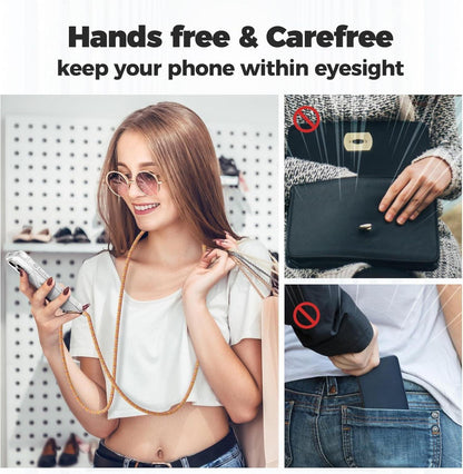 Caslord iPhone 15 Pro Max Handykette Transparente Necklace Hülle mit Bands<()>Rainbow