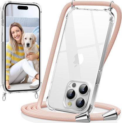 Handykette kompatibel mit iPhone 15 Pro 6,1 Zoll, Transparente Hülle