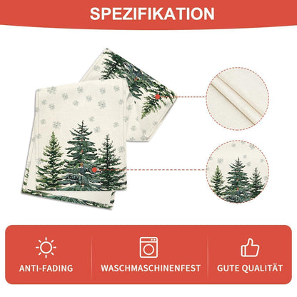Tischläufer Kiefern Schneeflocken Weihnachten Beige 40x180 cm
