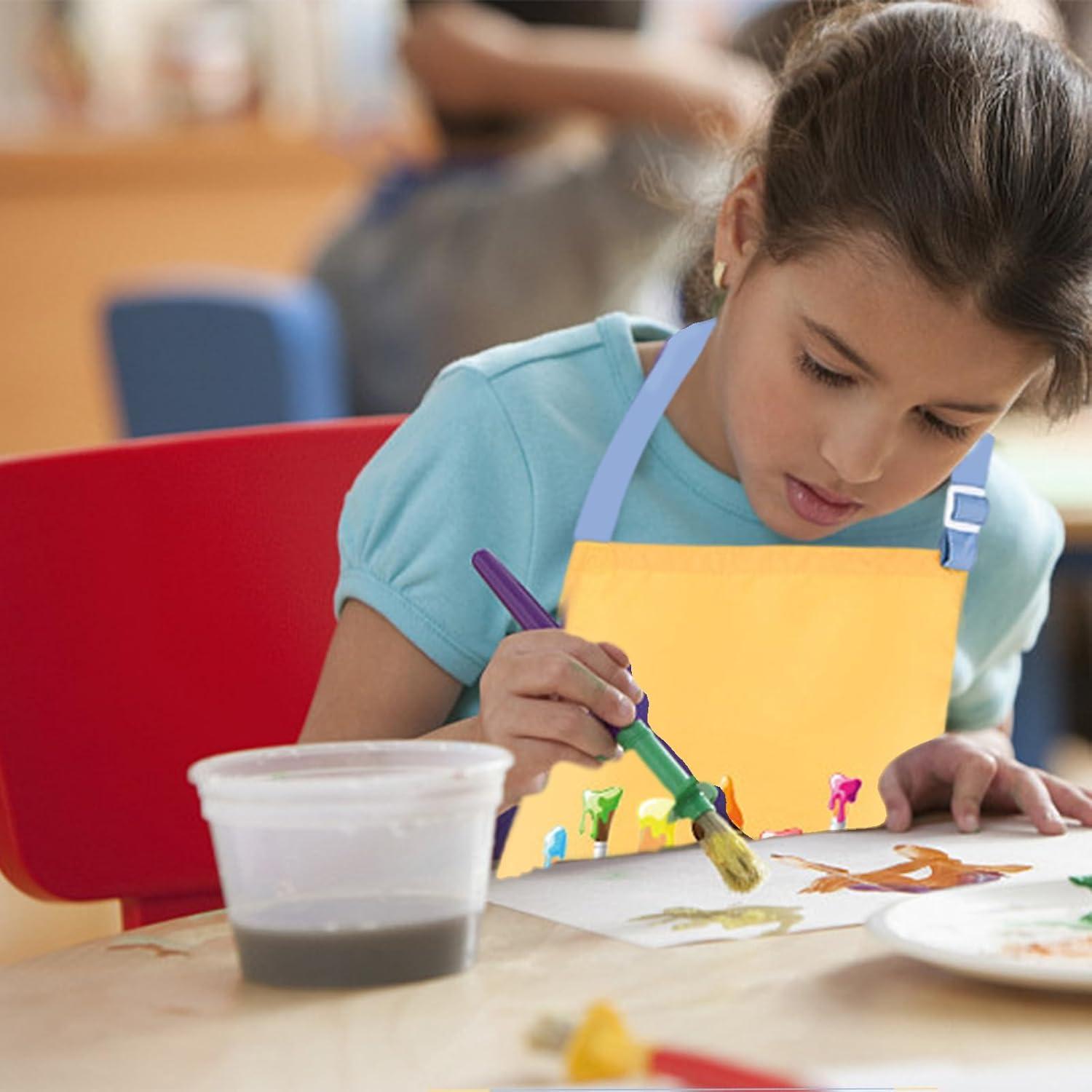 2er Set Kinder Malschürzen wasserdicht verstellbar mit Taschen Gelb Grün
