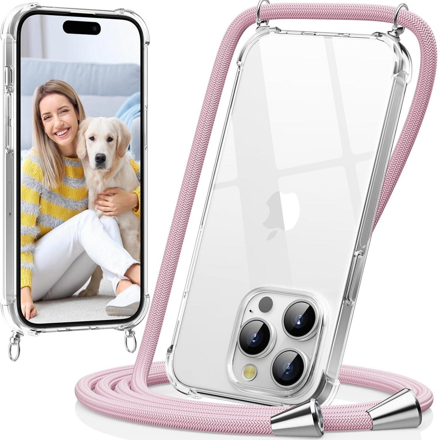 Handykette für iPhone 15 Pro Max Transparent Roségold