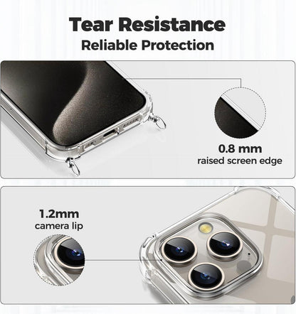 Handykette für iPhone 15 Pro 6,1 Zoll Hülle Necklace schwarz