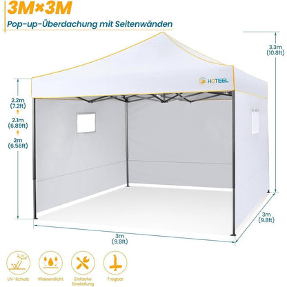 Faltpavillon 3x3 Wasserdicht Winterfest Stabil mit 4