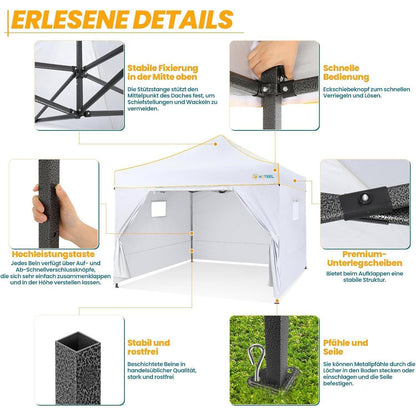 Faltpavillon 3x3 Wasserdicht Winterfest Stabil mit 4