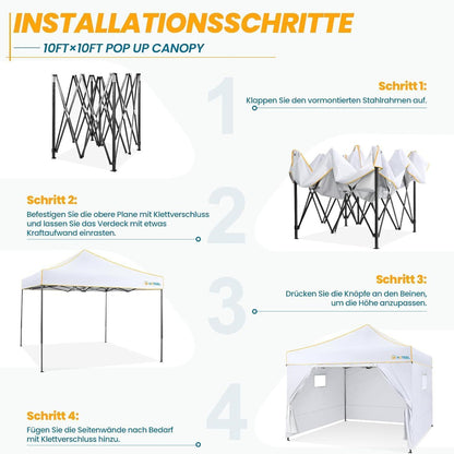 Faltpavillon 3x3 Wasserdicht Winterfest Stabil mit 4