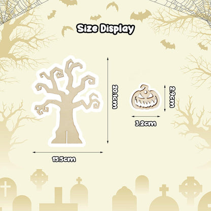 Halloween Deko Baum Kürbis Holz 3D Bastelset Kinder DIY Party Set