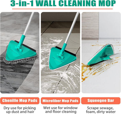 JEHONN Bodenwischer mit Griff 200CM 3-In-1 Mop 6 Ersatz Pads