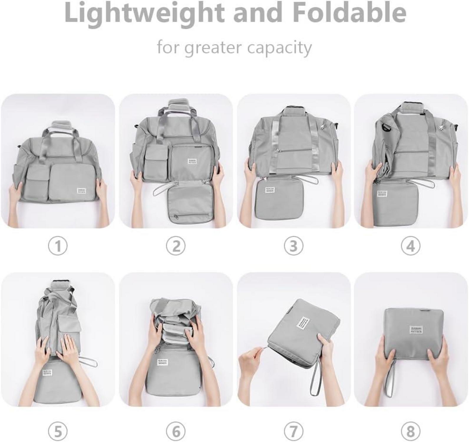 Flintronic 36L Faltbare Reisetasche Wasserdicht Grau mit Gepäckanhänger