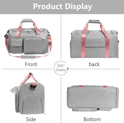 36L Faltbare Reisetasche Große Weekender Wasserdicht Grau Rosa