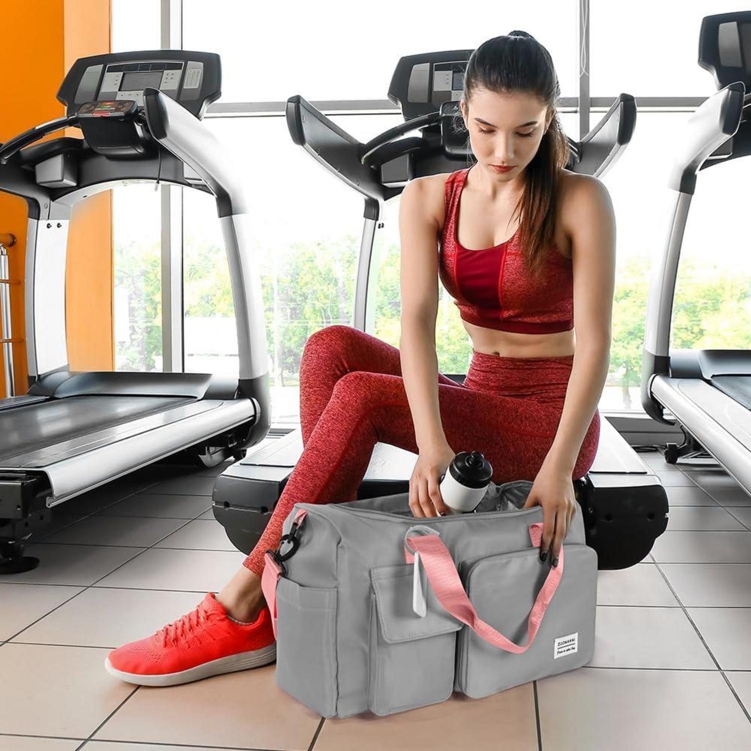 Flintronic 36L Faltbare Reisetasche Gepäcktasche Grau Rosa inkl. Gepäckanhänger