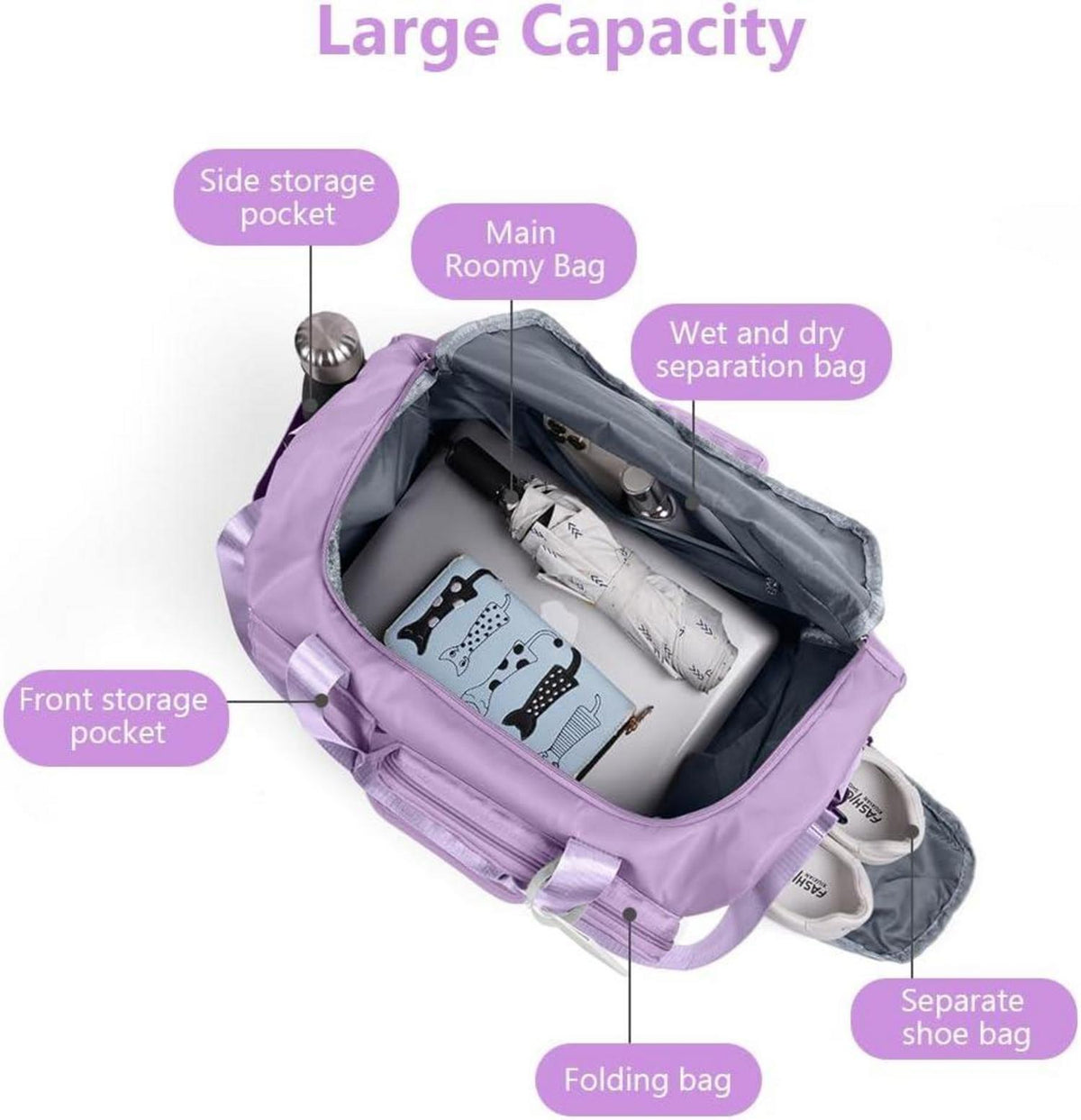 Faltbare Reisetasche 36L Weekender Gepäcktasche Wasserdicht