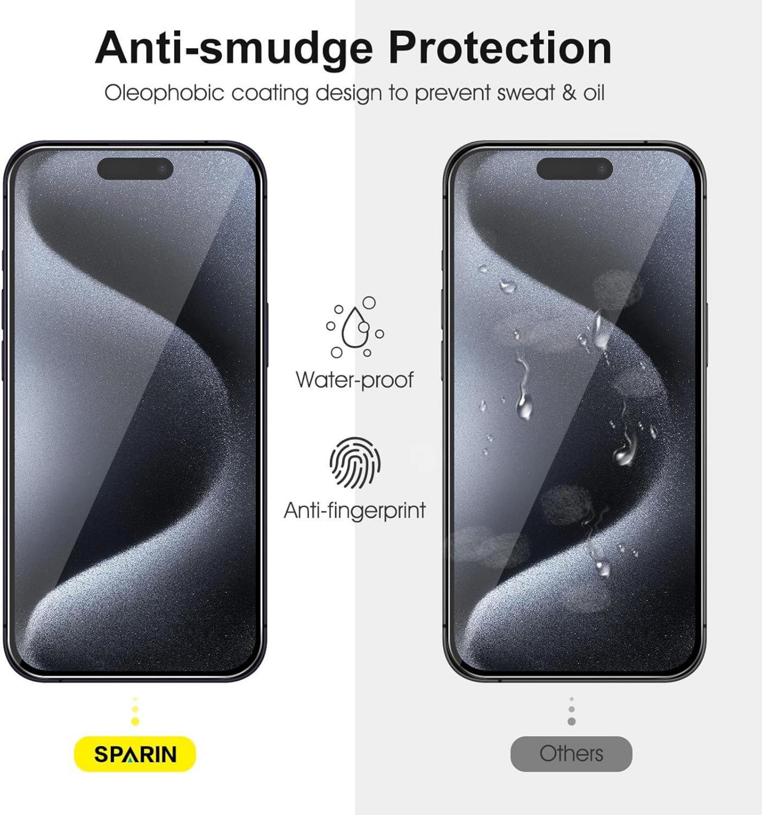 Panzer Schutz Glas, Kameraschutz mit Positionierhilfe für iPhone 15 Pro Max