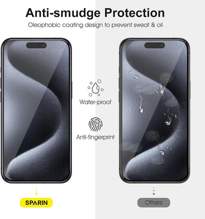 Panzer Schutz Glas, Kameraschutz mit Positionierhilfe für iPhone 15 Pro Max