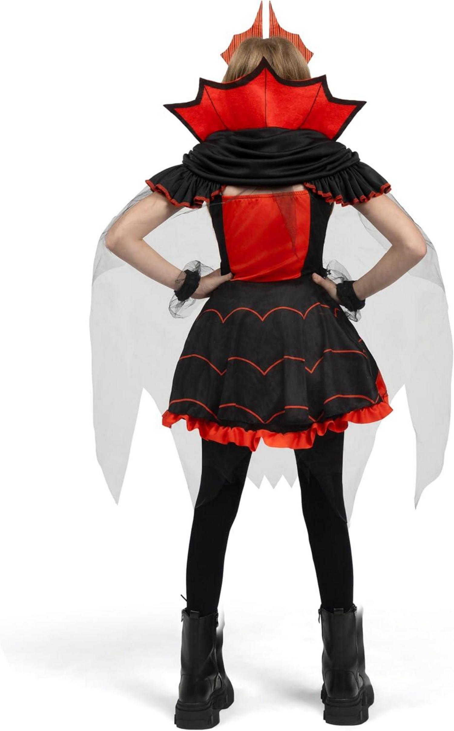Mädchen Vampir Halloween Kostüm Dunkelrot Kleid Rollenspiel 8-10 Jahre