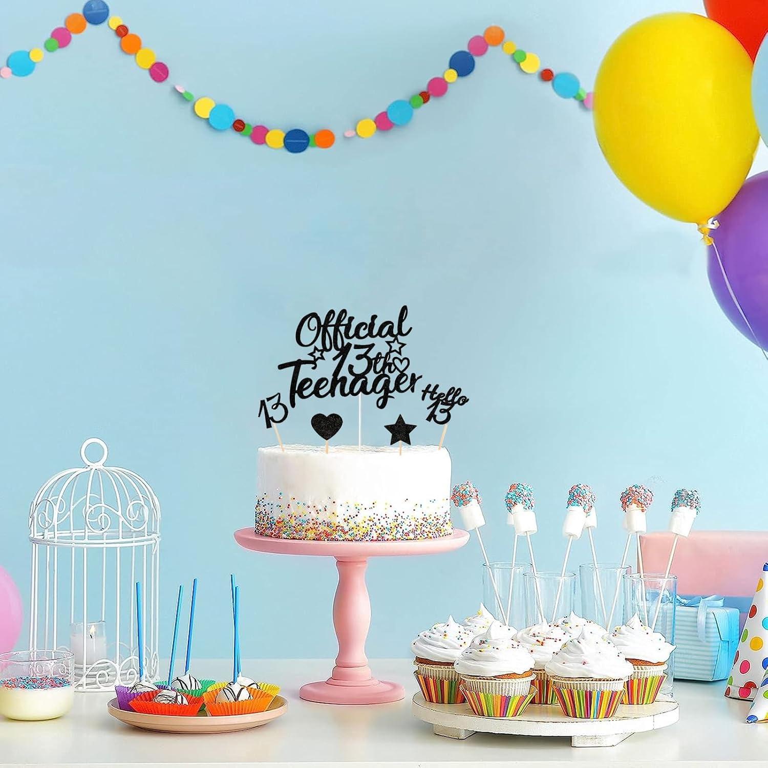 Glitzer Cupcake Topper Schwarz 13. Geburtstag Mädchen Teenager