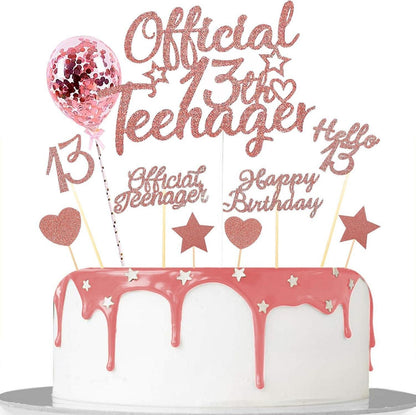 Glitzer Deko 13 Geburtstag Mädchen 13. Official Teenager Cupcake