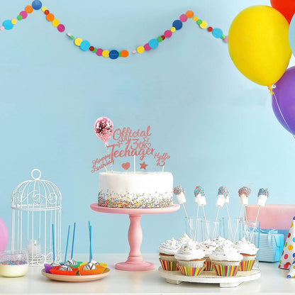 Catelves Glitzer Deko 13. Geburtstag Mädchen Jungen Cupcake Toppers Roségold