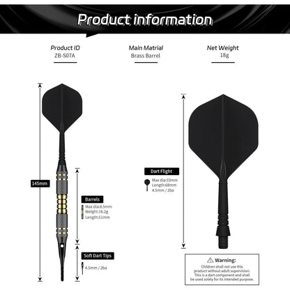 CyeeLife Profi Dartpfeile Set 18g Kunststoffspitze 3 Stück
