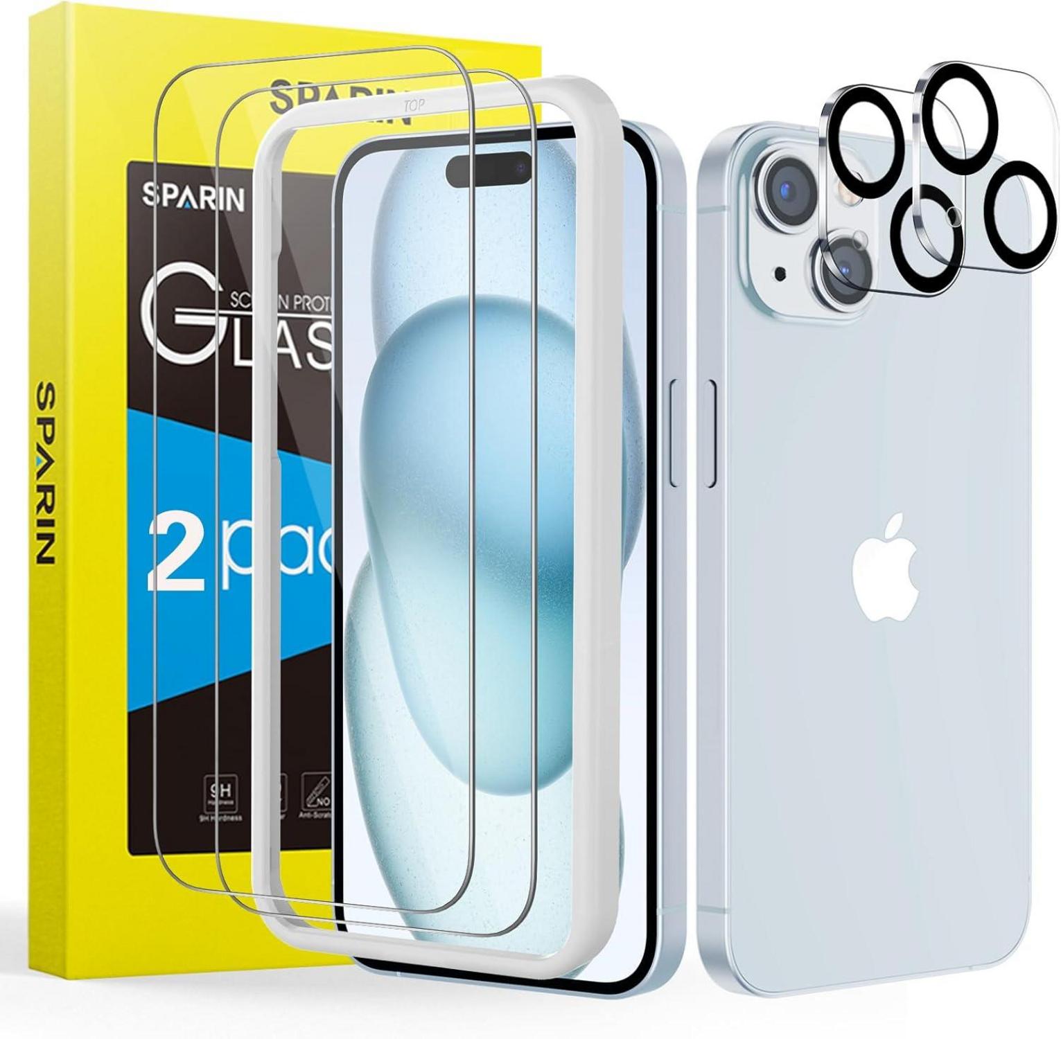 Panzer Schutzfolie für iPhone 15 mit Hilfsrahmen und Kameraschutz