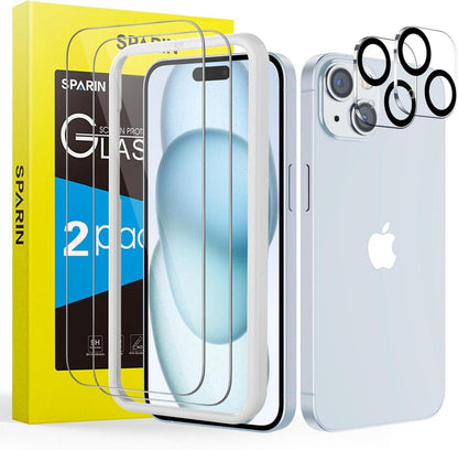 Panzer Schutzfolie für iPhone 15 mit Hilfsrahmen und Kameraschutz
