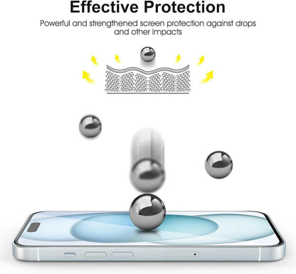 SPARIN Panzer Schutz Glas Schutzfolie für iPhone 15 mit Hilfsrahmen und Kameraschutz