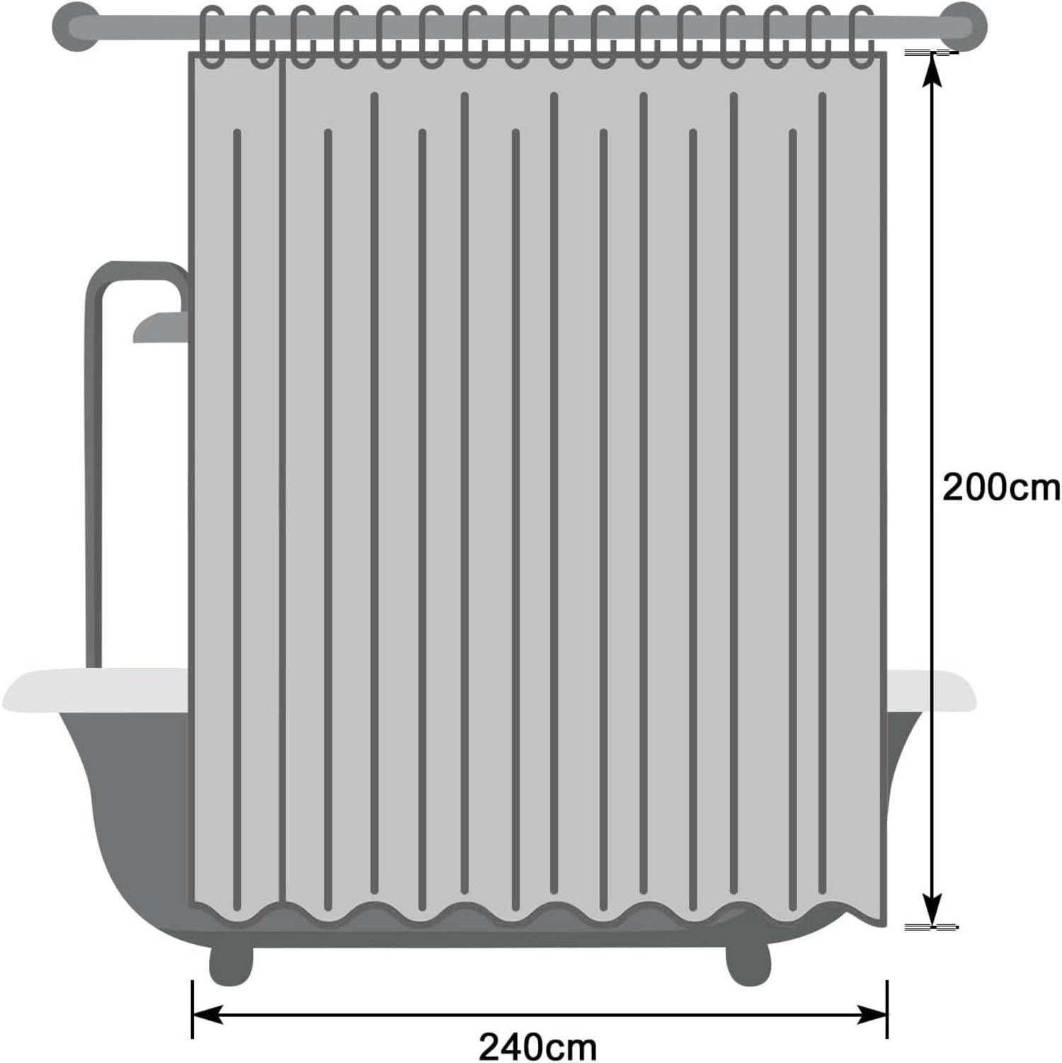 Extra breiter Duschvorhang Dunkelgrau 240x200 cm Stoff wasserabweisend