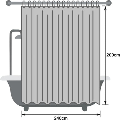 Extra breiter Duschvorhang Dunkelgrau 240x200 cm Stoff wasserabweisend