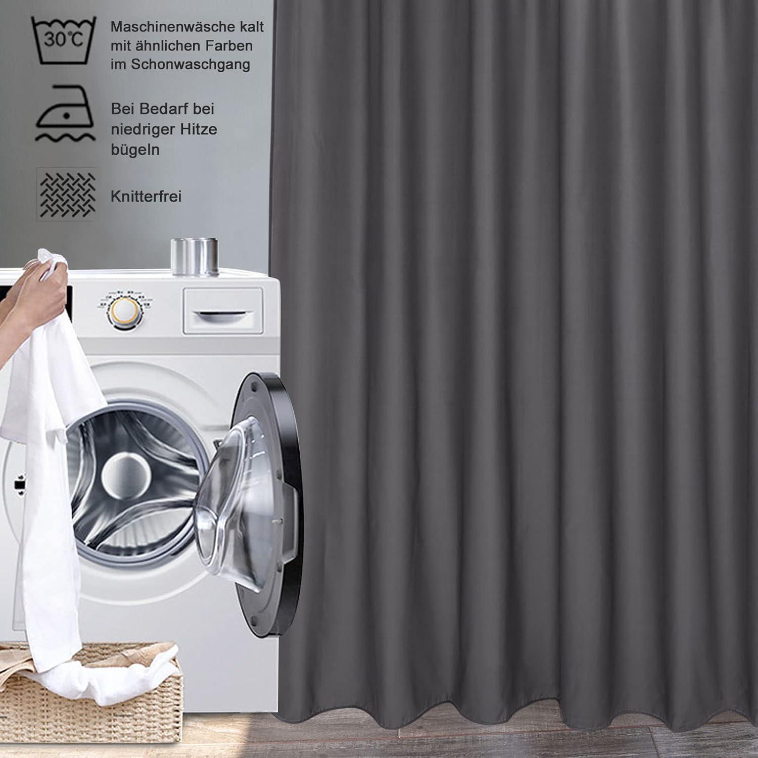 Duschvorhang 120x200 Antischimmel Wasserdicht Textil Stoff Bad Vorhang